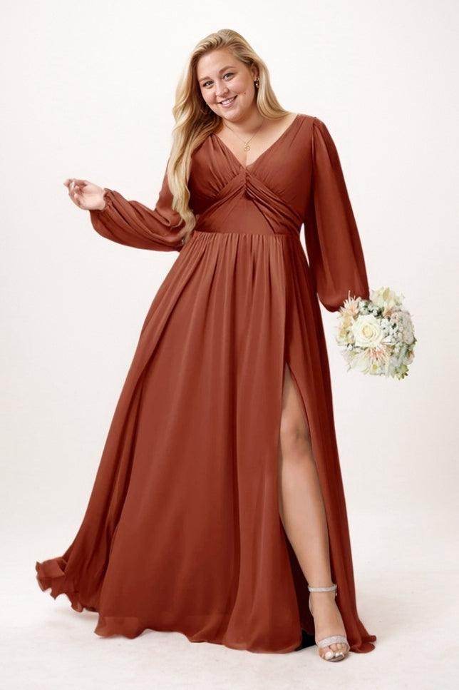 A-Line Maxi Chiffon Bridesmaid Dress CB0780 - COCOMELODY